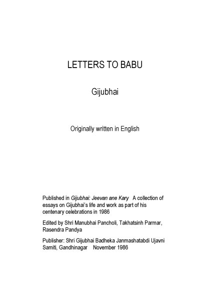 Letters to Babu